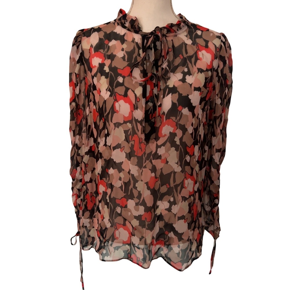 Ted Baker London Vanessa Ruched Sleeve Blouse - Excellent condition - SZ 10